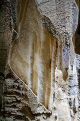 Close-up of stalactites in Ruakuri Cave in Waitomo in New Zealand