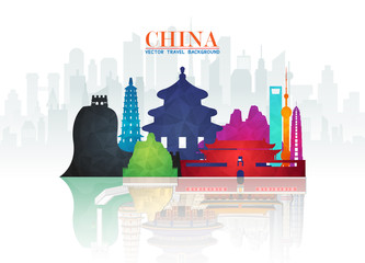 China Landmark Global Travel And Journey paper background. Vector Design Template.used for your advertisement, book, banner, template, travel business or presentation