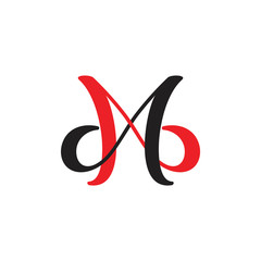 letter m curves linked logo vector