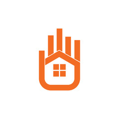 home simple hand palm care symbol logo vector