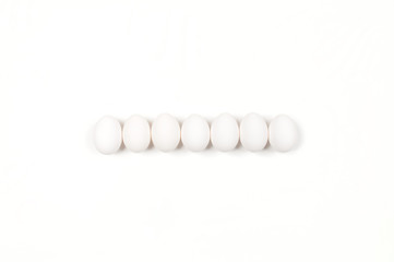 White egg. Raw eggs on white background.