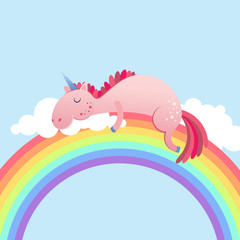 The pink unicorn sleeps