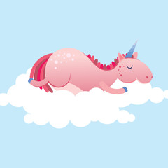 The pink unicorn sleeps