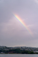 Beautiful Rainbow over Lake Taupo in New Zealand