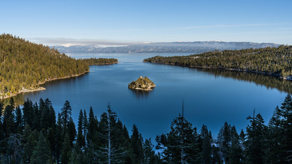 Aussicht auf Emerald Bay und Fannette Island, Lake Tahoe, Kalifornien, USA