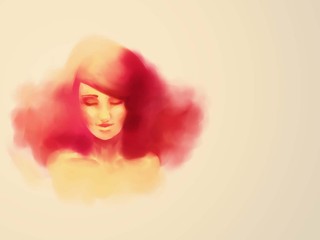Shy Red Girl Painting