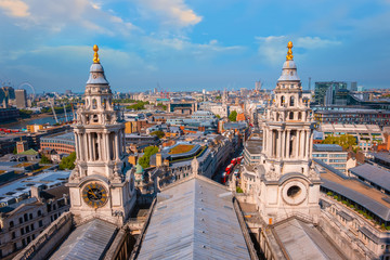 View of London cityscape from the Golden Gallery of St. Paul's Cathedral