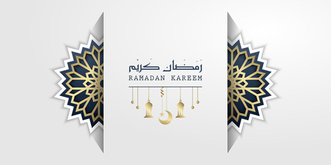 ramadan kareem greeting Design with abstract mandala and pattern ornament for islamic invitation Banner or Card Background Vector illustration - Vector