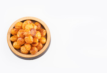 Caramelized quinoa seeds - Chenopodium quinoa. Top view