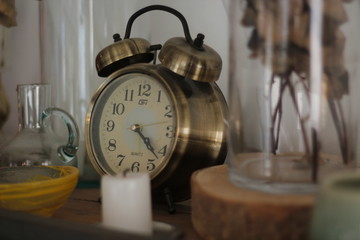 old alarm clock on table