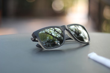 sunglasses on a black background