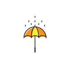 Obraz premium Umbrella and rain icon vector flat design isolated on white background