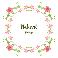 Vector illustration invitation card natural vintage with art pink flower frame