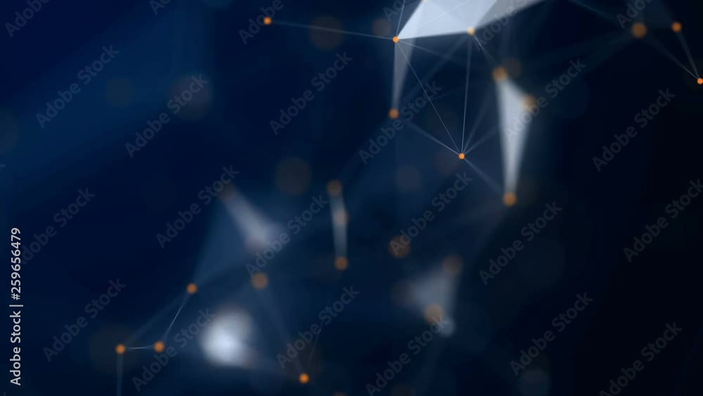 Aufkleber shapes, dots and lines are connectied with shine on blurred background. animation. zooming compositi