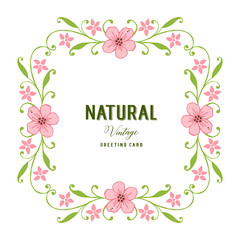 Vector illustration various texture green leaf flower frame with natural vintage templates