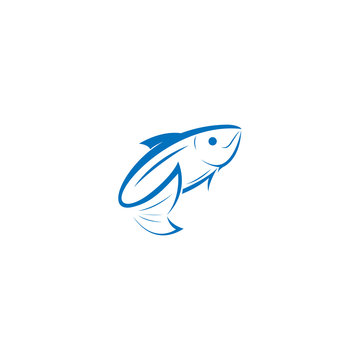 fish line art logo template