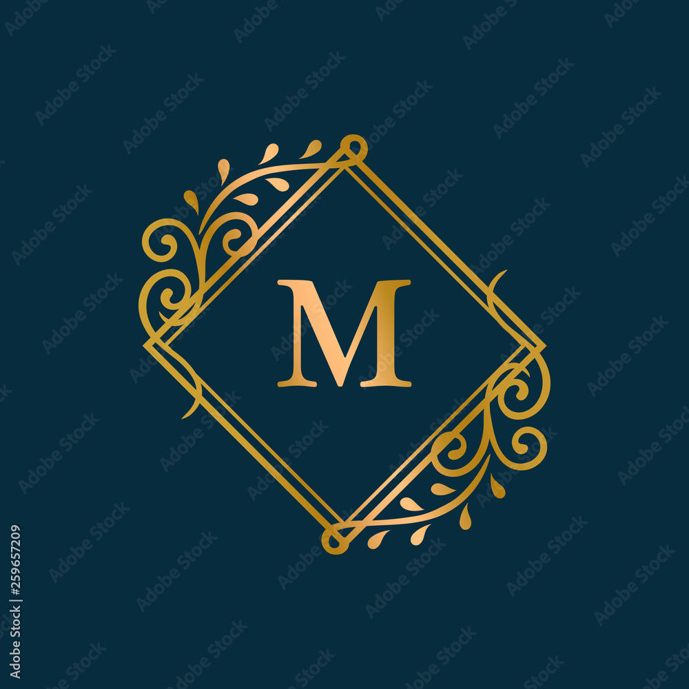 Canvas Prints initialed gold frame background
