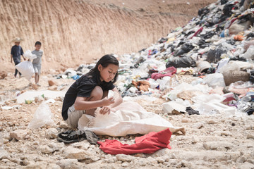 Children are junk to keep going to sell because of poverty, ,World Environment Day, Poverty concept
