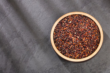 Seeds of black quinoa - Chenopodium quinoa. Top view