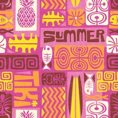 Wallpaper murals Tiki Seamless Exotic Tiki Pattern. Use for wallpaper, fabric patterns, backgrounds. Vector illustration