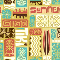 Wallpaper murals Tiki Seamless Exotic Tiki Pattern. Use for wallpaper, fabric patterns, backgrounds. Vector illustration