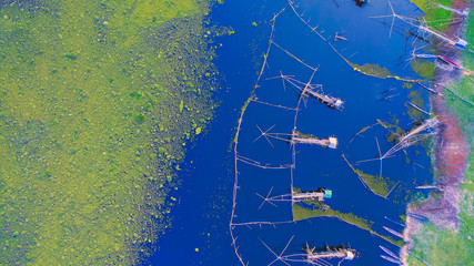 An aerial view of Huai Luang reservoir,Thailand.