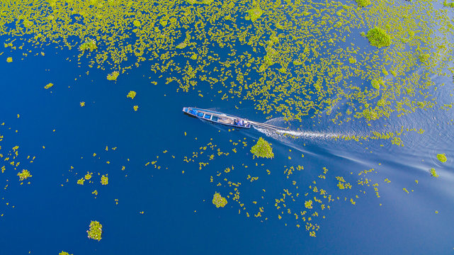 An aerial view of Huai Luang reservoir,Thailand