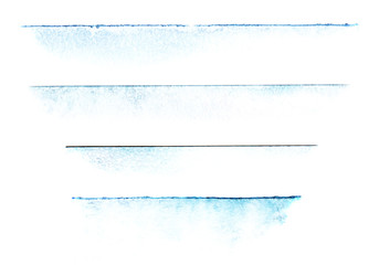 Set of four borders. edge of sheet of textured white loose paper tinted impregnated with blue watercolor. Made by hands. Scanned in high resolution. - 259660855