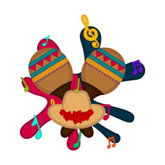 Isolated maracas on a colored splash. Vector illustration design