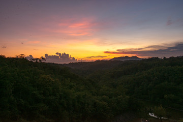 Sunset on the edge of the lake Poor East Java location Indonesia