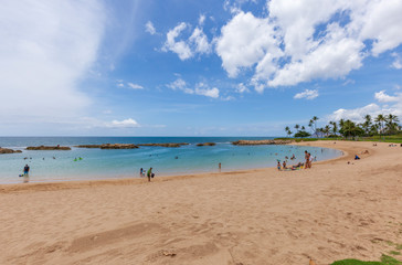 Fototapeta na wymiar Ko Olina Lagoon beach park Oahu Hawaii