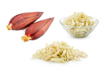 banana blossom set with slice small pieces for cooking