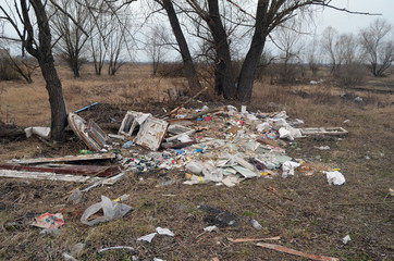 Spring landscape.Ecology of Ukraine. Nature near Ukrainian capital. Environmental contamination....