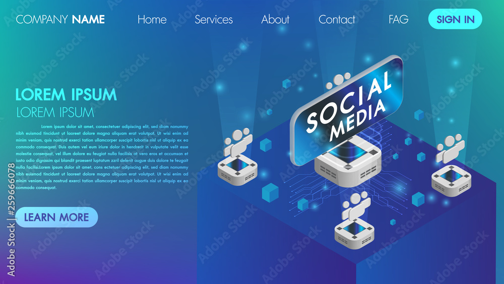 Poster virtual reality social media communication concept with technology connect intelligence icon.can use