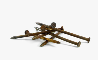 rust nail on white  background
