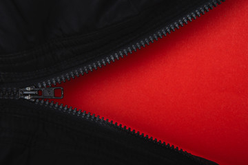 zipper, lock on clothesred on red background