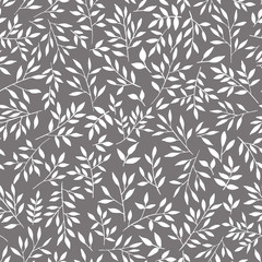 Naklejka na ściany i meble Seamless pattern of white plants on a gray background