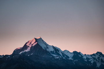 Amazing dusk scene at Mount Cook National Park, New Zealand.
