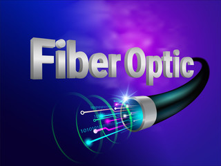 The most powerful and modern digital fiber optic technology Communicate the future world. Vector realistic File