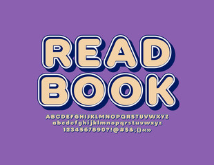 Vector bright logo Read Book. Colorful 3D Font. Trendy Alphabet Letters, Numbers and Symbols. 