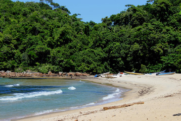 Landscape of the beach of Camburi das Pedras in Ubatuba, São Paulo - Brazil.
