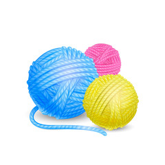 Yarn, thread, knitting, weaving, wool, vector realistic illustration