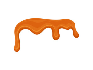 Liquid caramel on white background. Candy toffee concept.