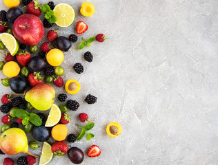 Fresh summer fruits and berries
