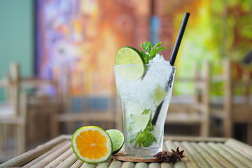 cocktail with lemon and mint
