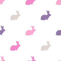 Seamless regular vector pattern with easter rabbits