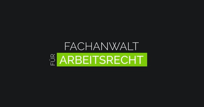 Anwalt f&uuml;r Arbeitsrecht. Moderne Animation, die die Leistungen einer Kanzlei zeigt. Farben: Gr&uuml;n/Schwarz