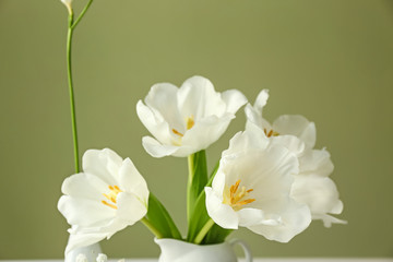 Obraz na płótnie Canvas Jug with beautiful flowers, closeup