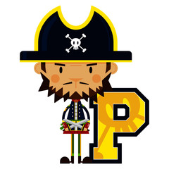 P is for Pirate Educational Illustration