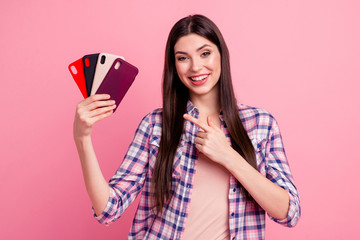Portrait of her she nice-looking attractive cute charming lovely cheerful straight-haired lady...